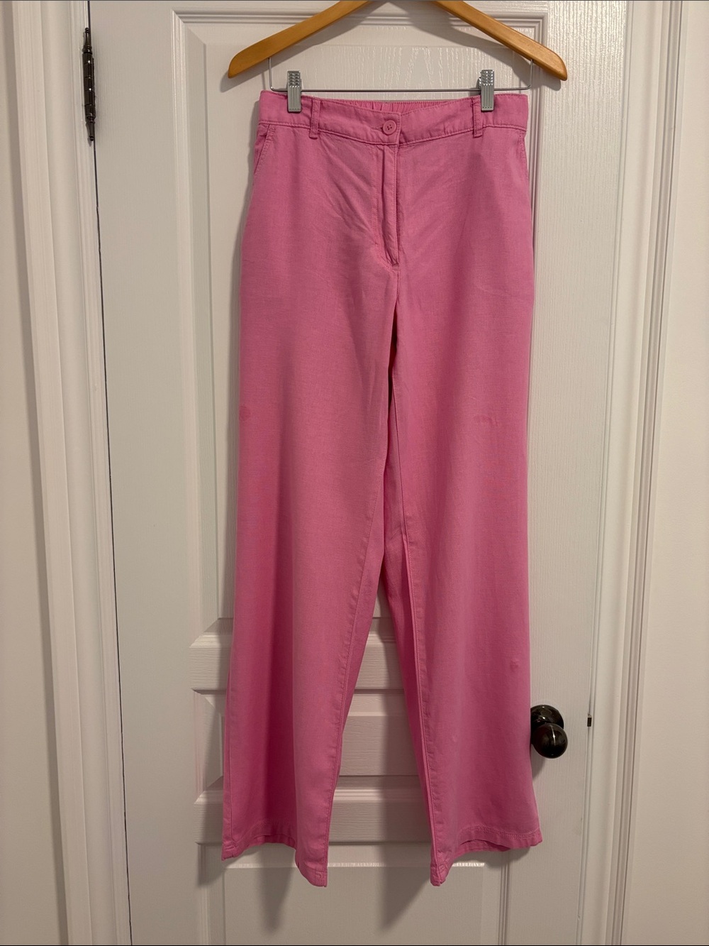 H&M Hot Pink Linen-Blend Trousers